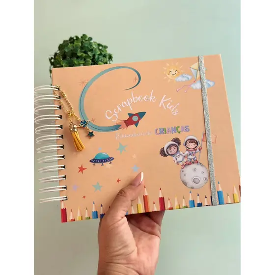 Scrapbook , Álbum de Fotos, Scrapbook Kids, Porta retrato 50 páginas, Álbum de memórias, Presente dia das Crianças
