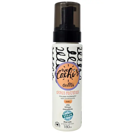 Mousse Modelador Cachos Perfeitos 3ABC Vegano Amo Cachos Griffus 180ml