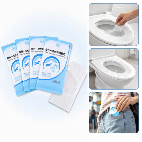 Kit 50 Protetor Descartável Assento Vaso Sanitário Plástico Compacta para Viagem e Banheiro Público