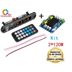 KIT placa decodificador de mp3 sem fio usb, ape wma, rádio fm, módulo 12v Amplificador Tpa3110 2 Canais