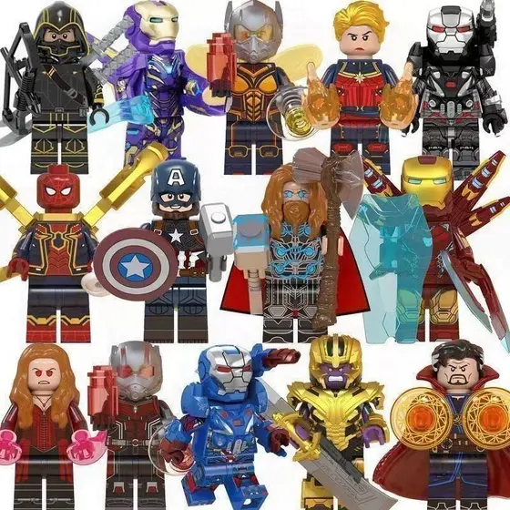 kit 5/10/15/20 BONECOS VINGADORES LIGA DA JUSTIÇABoneco Bloco de Montar Super Herois Viloes Marvel Disney DC Estilo Lego