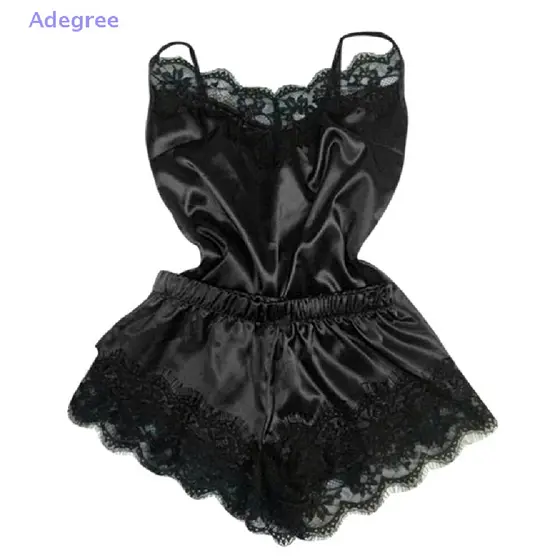 Adegree Roupa De Dormir Feminina Sem Mangas Noite Renda Aparar Sa Cami Top Pajama Conjunto