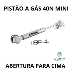 Pistão a Gás Mini Pequeno Porta De Armário Diversos Abertura Para Cima Moveis 40N / 60N / 80N