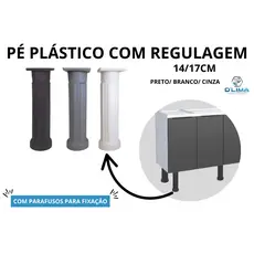 Pé Plastico Regulagem De Armário Móveis Cozinha Pia Gabinete 14 Até 17cm  Branco Preto Cinza