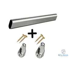 Kit Tubo Cabideiro Oval Arara Para Móveis e Guarda Roupas