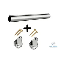 Kit Tubo Cabideiro Redondo Arara  Para Moveis e  Guarda Roupas 120cm
