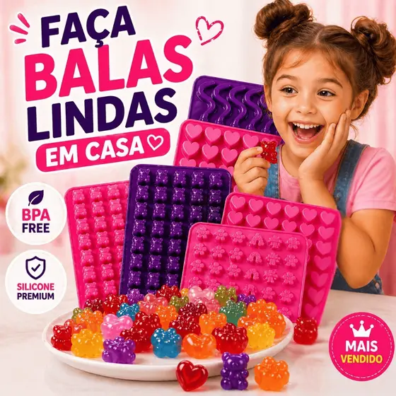 Moldes de Silicone Gummy Bear Forma de Gelatina e Bala Candy Shape
