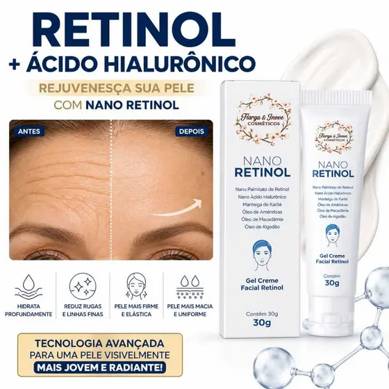 Creme Com Nano Retinol Para Rugas Linhas Finas 30g