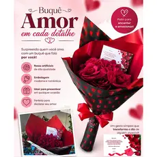 Buquê De Rosas Vermelhas + Cartão Presente Namorados Romântico