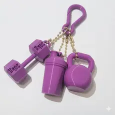 kit 3 chaveiros + mosquetão Chaveiro Fitness Premium - Kit Trio Academia (Halter, Shaker e Kettlebell) para eventos