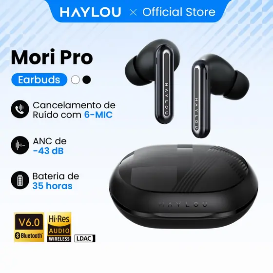 Haylou Mori Pro Fone Bluetooth Sem Fio | ANC 43dB + 6 Microfones HD Call | IPX4 Fone De Ouvido