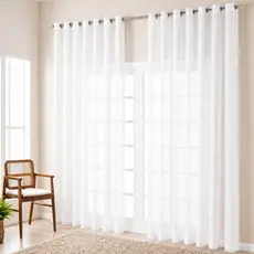 Cortina Luxo Voil Gaze De Linho Para Varão 4,00x2,80 Branca Sala/Quarto