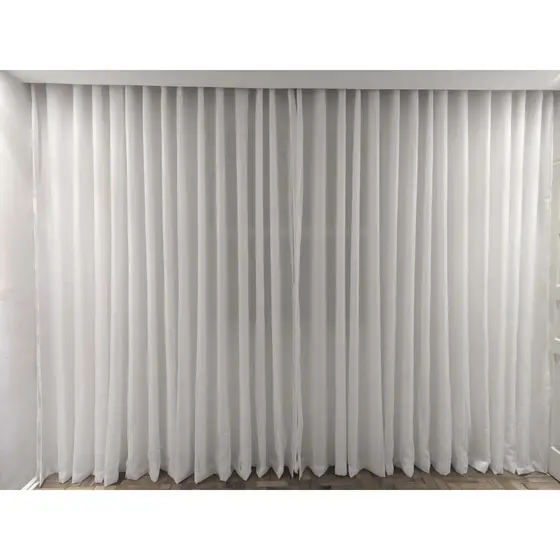 Cortina Blackout Em Tecido Com Voil  3,00x2,80 Sala E Quarto Branca