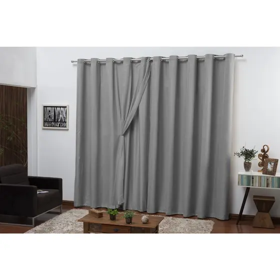 Cortina De Voil 4,00x2,30 Com Forro Microfibra Sala E Quarto Várias Cores