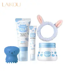LAIKOU Conjunto De Cuidados Com A Pele De Limpeza De Leite Hidratante Nutritivo Mesmo Tom De 5Pcs
