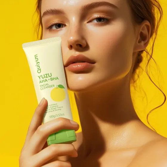 QUIYUM YUZU AHA Limpador Facial Limpeza Profunda Suave Textura Áspera Apertar Poros 100g