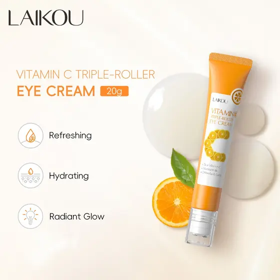 LAIKOU Vitamina C Creme Para Os Olhos De Rolo Triplo Firmador Hidratante 20g Equilíbrio Tom Da Pele Não Oleoso