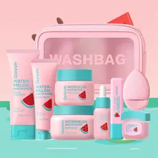 Kit De Cuidados Com A Pele Watermelon Hydrating Glow QUIYUM-Hidratante , Esfoliante , Iluminador Rotina Completa-Conjunt