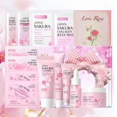 Coleção De Cuidados Com A Pele E Máscaras LAIKOU Sakura | Conjunto Completo De 16 Peças Para Hidratação Renovação Em Vár