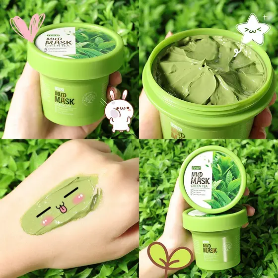 Fenyi Máscara Facial Verde De Chá / Máscara De Argila Reduzir / Acne / Poros / Cravos / Controle De Oleosidade 100g