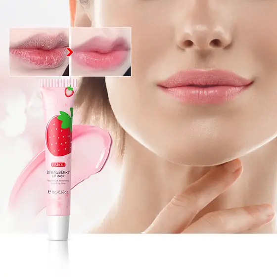 LAIKOU Strawberry Lip Balm Night Sleeping Mask Repairing Lip Care 18g
