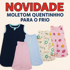 Saco de Dormir Bebê com Zíper Antissufocamento Inverno/Verão Malha Soft Moletom 3 a 12 Meses Unissex Soninho de Bebê