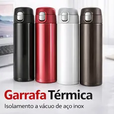 Garrafa Térmica Aço Inox 400ml Com Tampa E Sistema De Trava