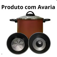 Panela Multiuso 3x1 Pudim Antiaderente e Aluminio Banho Maria Cozimento A Vapor Com Pequenas Avaria