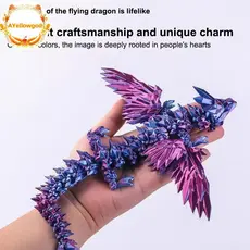 AYellowgod 3D Impresso Dragão Colorido Gem Estatuetas Articulação Móvel Rotativa Articulado Artesanato Desktop Figura De