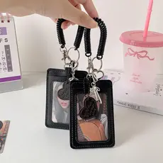 1PC Couro Do Plutônio ID Crachá Titular Claro Kpop Photocard Preto Cartão De Identificação De Crédito Caso Protetor Foto