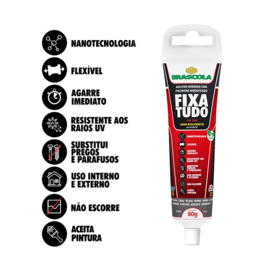 Fixa Tudo 80g BRASCOLA – FIXA até em baixo d'agua!