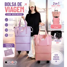 Bolsa De Viagem Feminina Multifuncional Mala Dobrável De Grande Capacidade Impermeável com Rodinhas