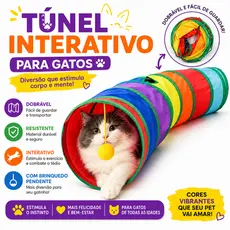 Túnel Colorido Gato Interativo Cachorro Labirinto Dobrável Pet Playground Toca Brinquedos Gatos