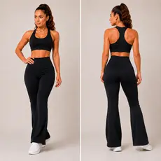 Calça Legging Flare Flanelada Feminina Cintura Alta Peluciada Zero Transparência