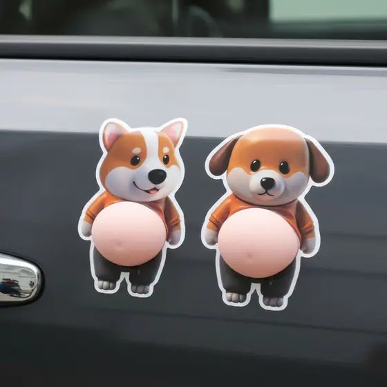 Adesivo De Gato De Barriga Macia 3D 1 , Decoração Engraçada De Capa De Telefone De Cachorro Inu Espremida , Shiba A