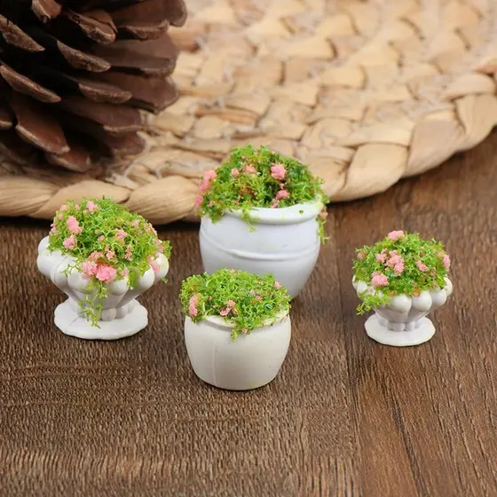 happyss 2 Peças De Móveis Para Casa De Bonecas 1 : 12 Acessórios Planta Verde Bonsai Vasos De Flores br
