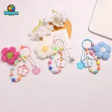 happyss Chaveiros De Lã De Desenho Animado , Flores De Malha , Pulseira Com Contas , Cordão , Chaveiro Para Mulheres , M