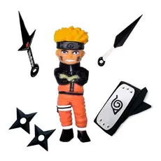 Kit Naruto Boneco Bandana Kunai Shuriken Diversão Completa