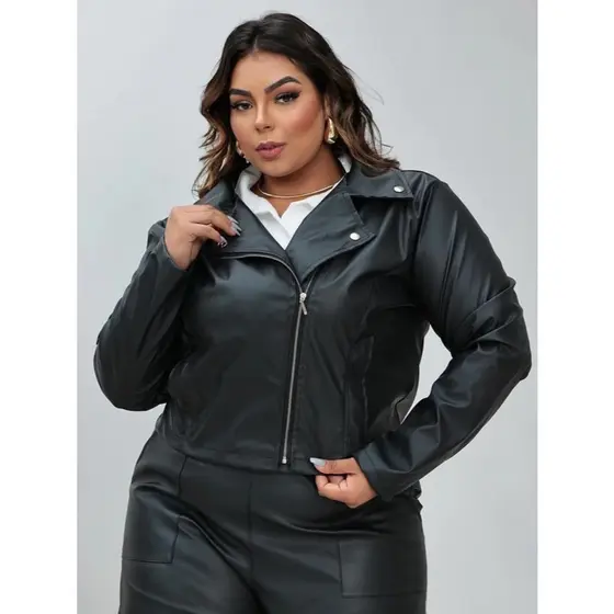 Jaqueta Feminina Couro Sintético Plus Size