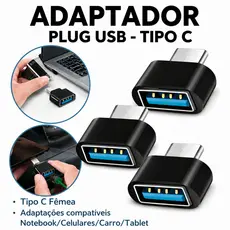 Adaptador Conector Tipo C para USB 3.0 OTG Conversor Macho USB-C Pug Dados celular recuperar Leitor
