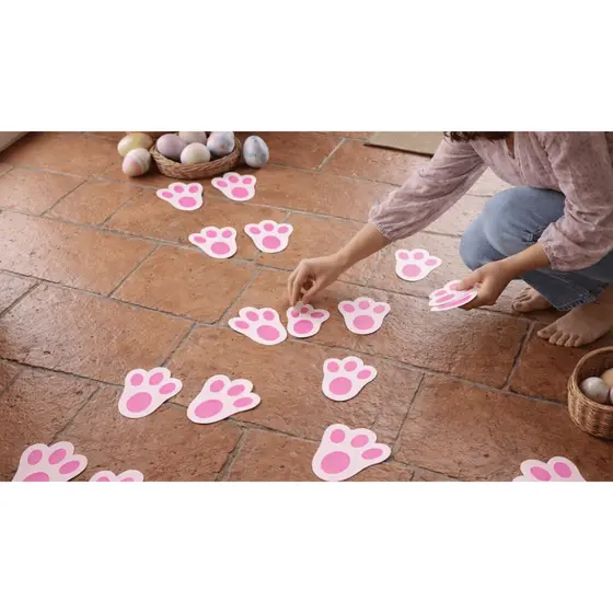 ENVIO RÁPIDO - Kit Caça aos Ovos Páscoa - 20 Patinhas Adesivas Papel Fotográfico - Pegadas de Coelho de Páscoa Adesivas
