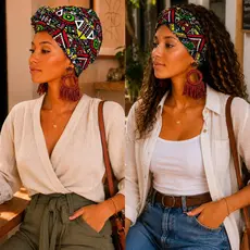 Turbante pronto 3 Formas de usar - Turbante Flor Turbante Touca Turbante Tecido Afro Torço Lenço de cabelo