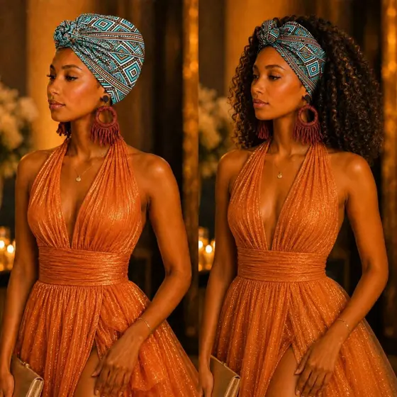 Turbante Africano Pronto | Faixa de Cabelo Afro | Faixa Estampada | Moda Afro | Acessório de Cabelo | Turbante Feminino