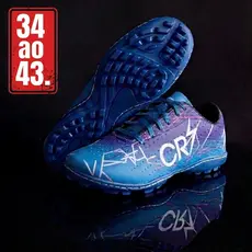 Chuteira Society CR7 Masculina Adulto Profissional Grama Sintética Cano Baixo Antiderrapante
