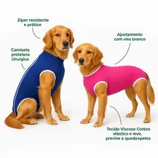 Roupa Pós Cirúrgica Com Zíper Pet Macho Fêmea Castração