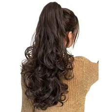 Aplique Cabelo Piranha Idêntico Humano Aceita Chapinha Castanho Claro Ondulado Fibra Orgânica
