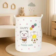 Cesto Organizador Infantil Fibra de Bambu 50cm Impermeável Brinquedo Roupa Suja Lavanderia Banheiro