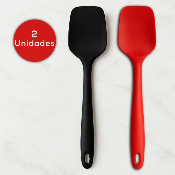 Kit 2 Espátula Silicone Dura Colher para Bolo De Cozinha Resistente Multiuso 27cm Decorativa