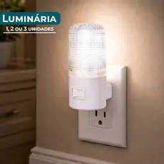 Luminária LED Noturna 1, 2 ou 3Un Abajur de Parede Luz Suave Tomada Bivolt Quarto Escritório Berço