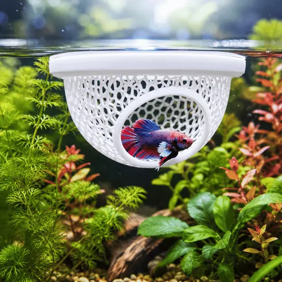 Esconderijo Flutuante para Peixes Betta Toca para Aquário Cama Folha Descanso Aquarismo Decoração
